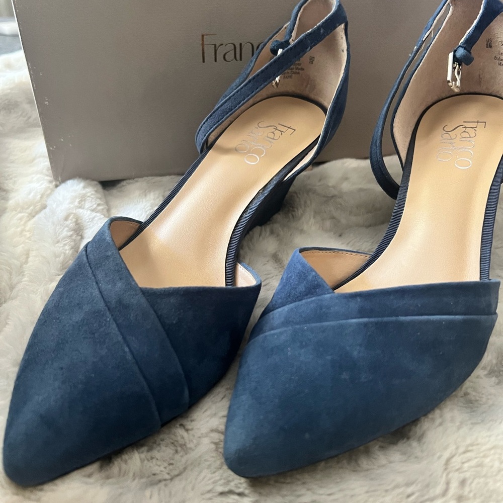 Franco Sarto Faye Leather Wedge with Ankle Strap